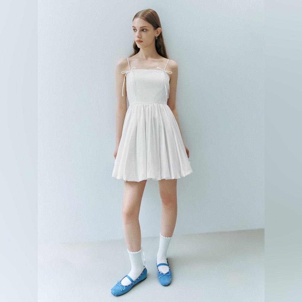White Strapless Pleated Sundress for Weddings